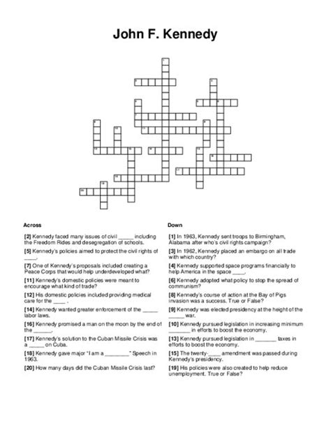 JFK successor Crossword Clue Answers. Find the latest crossword clues from New York Times Crosswords, LA Times Crosswords and many more. Crossword Solver. Crossword Finders ... ETA JFK guess (3) Family Time: Feb 12, 2024 : 3% LGA JFK alternative (3) USA Today: Feb 10, 2024 : 3% TIM Steve's Apple successor (3) …